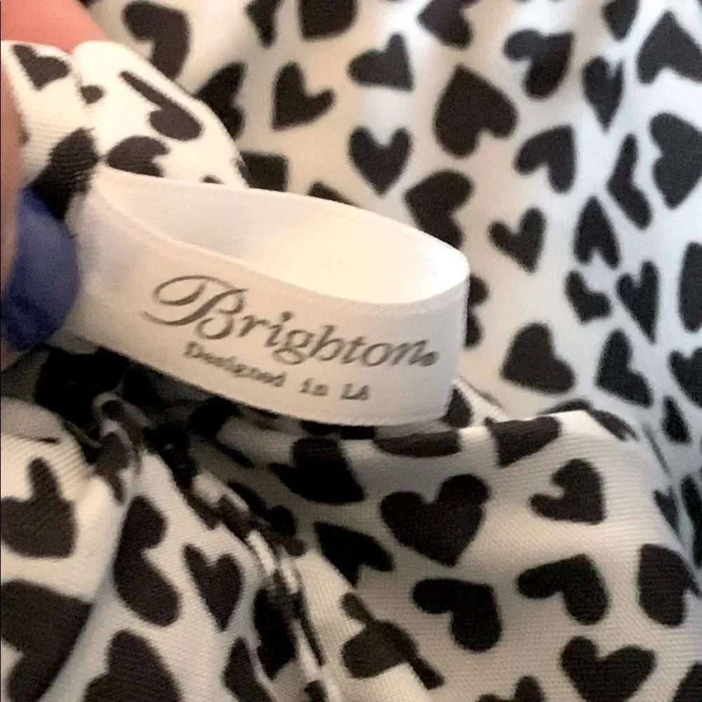 Brighton LOVE Black And White Canvas Makeup Up Bag Clutch Valentine's Day NWOT